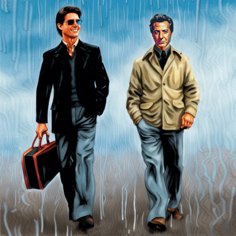 Tom Cruise en Dustin Hoffman in Rain Man